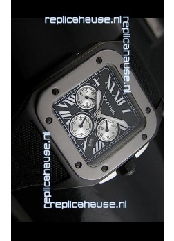 Cartier Santos 100 Japanese Replica Watch in Black Dial
