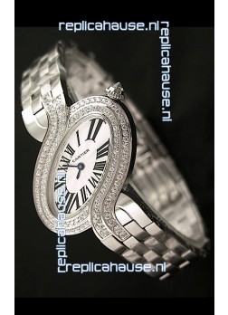 Delices De cartier Japanese Watch in Steel Strap and Diamonds Bezel