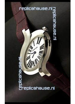 Delices De cartier Japanese Watch in Maroon Strap