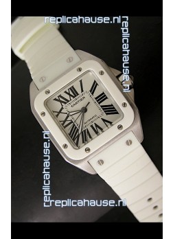 Cartier Santos 100 Swiss Ladies Automatic Replica Watch in White