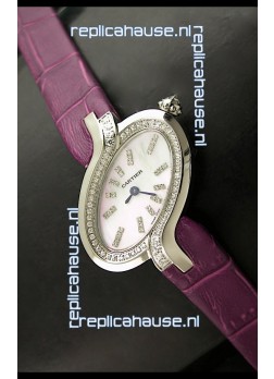 Delices De Cartier Ladies Replica Japanese Watch in Pink Leather Strap