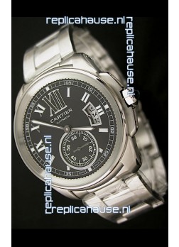 Calibre De Cartier Japanese Automatic Replica Watch in Black Dial