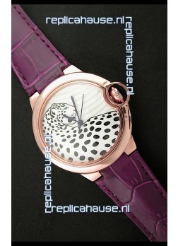 Ballon De Cartier Watch with Purple Leather Strap
