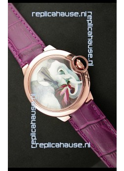 Ballon De Cartier Watch in Elephant Lacquered Dial and Pink Gold Casing