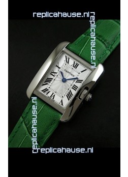 Cartier Louis Japanese Replica Ladies Watch in Green Strap