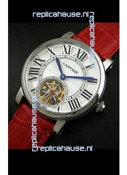 Cartier Ronde de Tourbillon Japanese Replica Watch in Red Strap