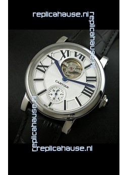 Ballon De Cartier Flying Tourbillon Japanese Replica Watch - Black Strap
