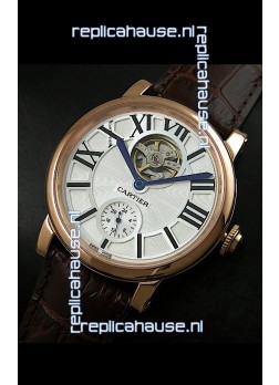 Ballon De Cartier Flying Tourbillon Japanese Replica Watch - Pink Gold Case