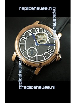 Ballon De Cartier Flying Tourbillon Japanese Replica Watch - Pink Gold Case