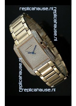 Cartier Tank Anglaise Ladies Replica Watch in Yellow Gold Case/Strap