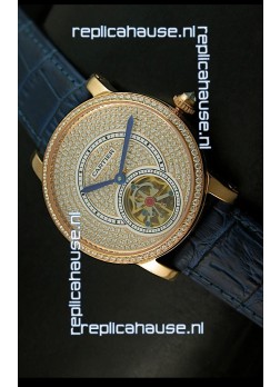 Ronde De Cartier Tourbillon Replica Watch Pink Gold Case - Purple Strap