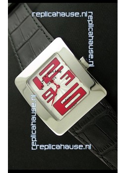Franck Muller Geneve Infinity Japanese Steel Watch in Red Numeral Markers