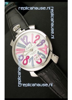 Gaga Milano Italy Japanese Replica Watch in Multi Color Arabic Markers
