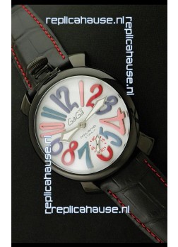 Gaga Milano Italy Japanese Replica PVD Watch in White Dial