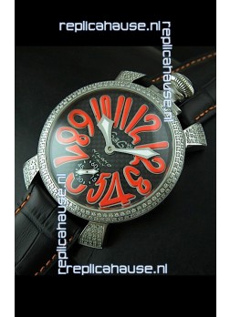 Gaga Milano Italy Manuale Replica Japanese Watch in Orange Markers