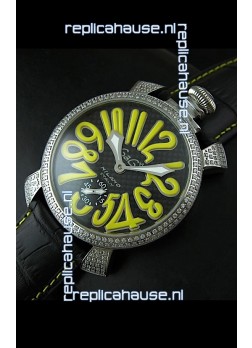 Gaga Milano Italy Manuale Replica Japanese Watch in Yellow Markers