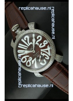 Gaga Milano Italy Manuale Replica Japanese Watch in Coffee Dial