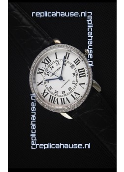 Cartier "Ronde De Cartier" Stainless Steel Case watch with Lab Created Diamonds Bezel