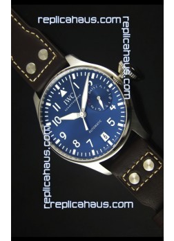 IWC Big Pilot IW500901 - Functional Power Reserve Brown Strap Blue Dial  1:1 Mirror Watch