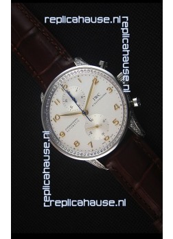 IWC Portuguese Chronograph Stainless Steel with Diamonds 1:1 Mirror Replica Watch