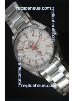 Omega Seamaster COAX GMT Stainless Steel Swiss Watch in White Dial