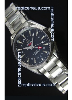Omega Seamaster COAX GMT Stainless Steel Swiss Watch in Black Dial