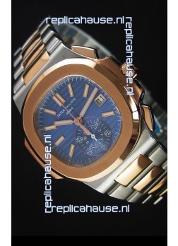 Patek Philippe Nautilus 5980 Chronograph Two Tone Case Blue dial - 1:1 Mirror Replica