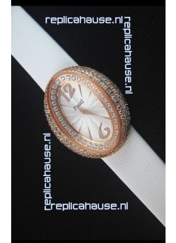Piaget Limelight Magic Hour Swiss Quartz Watch Rose Gold in White Strap