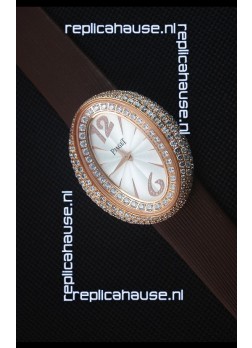 Piaget Limelight Magic Hour Swiss Quartz Watch Rose Gold in Brown Strap