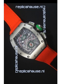 Richard Mille RM011 Filipe Massa Titanium Case Swiss Replica Watch in Orange Nylon Strap