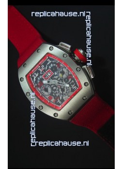 Richard Mille RM011 Filipe Massa Titanium Case Swiss Replica Watch in Red Nylon Strap