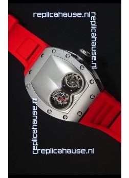 Richard Mille RM053 Tourbillon Pablo Mac Donough Swiss Replica Watch in Titanium Case Red Strap
