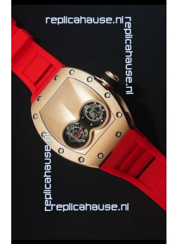 Richard Mille RM053 Tourbillon Pablo Mac Donough Pink Gold Case Red Strap Swiss Watch