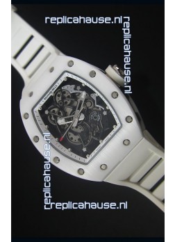 Richard Mille RM055 White Ceramic Case Watch in White Inner Bezel