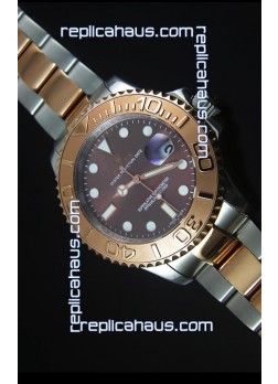 Rolex Yachtmaster Rose Gold Two Tone Grey Dial 1:1 Swiss Replica Watch 