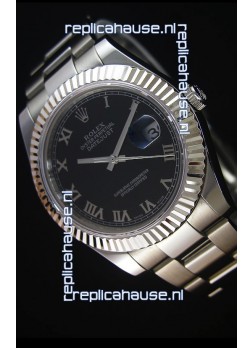 Rolex Datejust II 41MM with Cal.3136 Movement Swiss Replica Watch in Black Dial Roman Numerals