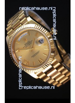 Rolex Day-Date 40MM Replica Watch in Gold Dial Roman Numerals Cal.3255 Swiss Movement