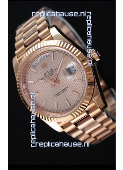 Rolex Day-Date 40MM Rose Gold in Pink Gold Textured Dial Roman Numerals Swiss Watch