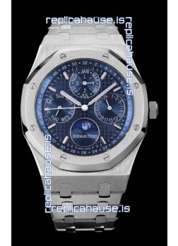 Audemars Piguet Royal Oak Perpetual Calendar Swiss Replica Steel Casing Watch in Steel Blue Dial