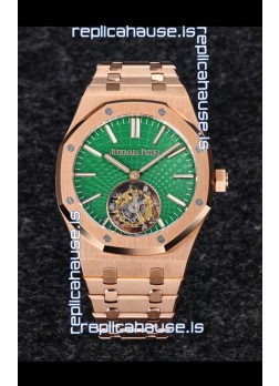 Audemars Piguet Royal Oak  Flying Tourbillon 41mm in 904L Rose Gold with Green Dial