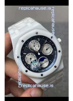 Audemars Piguet Royal Oak Perpetual Calendar Swiss Replica White PVD Casing in Blue Dial 