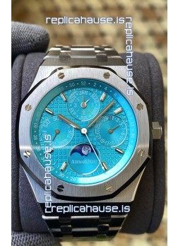 Audemars Piguet Royal Oak Perpetual Calendar Swiss Replica 904L Steel in Cyan Blue Dial