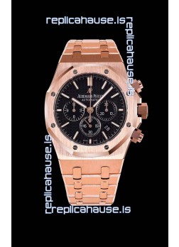 Audemars Piguet Royal Oak Chronograph Pink Gold Case Black Dial - 1:1 Mirror Replica