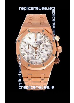 Audemars Piguet Royal Oak Chronograph White Dial Rose Gold on 904L Steel -  1:1 Mirror Replica