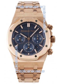 Audemars Piguet Royal Oak Chronograph 1:1 Mirror Replica - Rose Gold Casing Blue Dial in 41MM