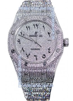 Audemars Piguet Royal Oak 15400 Iced Out Arabic Dial in Stainles Steel Casing Swiss Replica Watch
