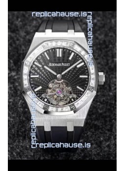 Audemars Piguet Royal Oak Tourbillon 41mm in 904L Casing - Grey Tapisserie Diamonds Bezel 1:1 Ultimate Replica