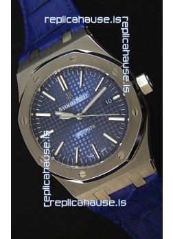 Audemars Piguet Royal Oak 41MM Blue Dial Leather Strap  - 1:1 Mirror Ultimate Edition