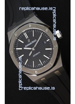 Audemars Piguet Royal Oak 41MM Black Dial Rubber Strap - 1:1 Mirror Ultimate Edition
