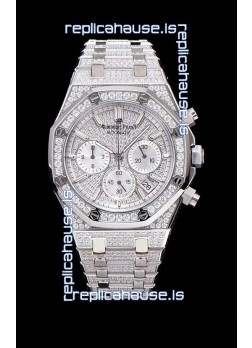 Audemars Piguet Royal Oak Chronograph 41MM Swiss Quartz Watch with Diamonds Embedded Casing in Steel Casing